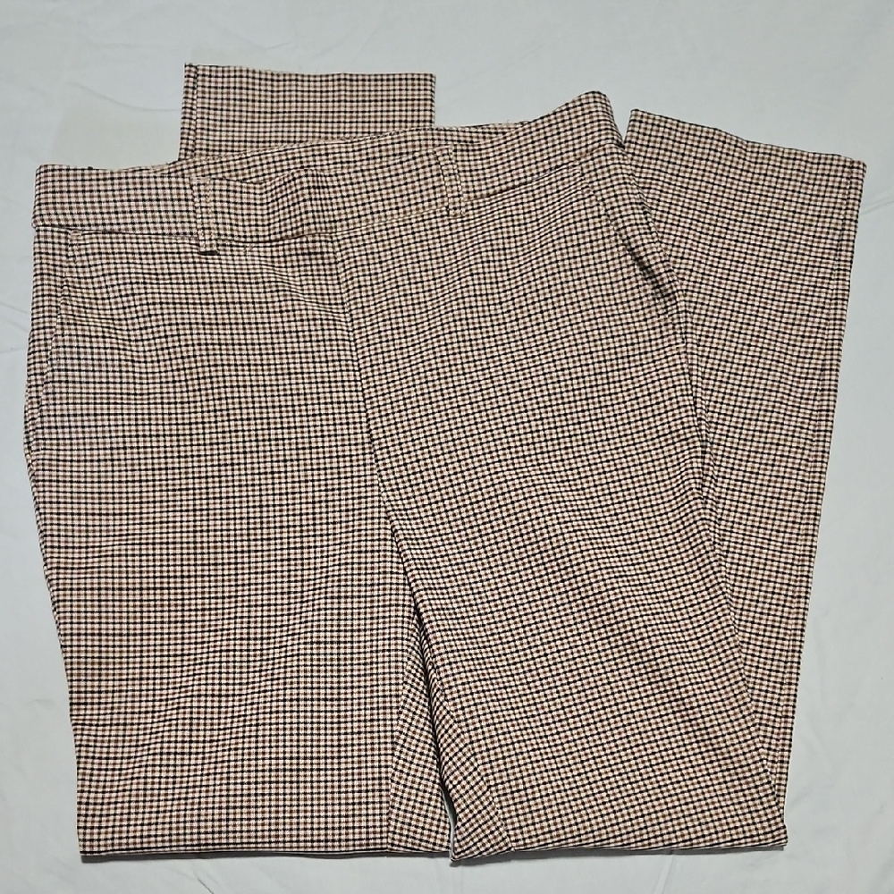 Rafaella Black, Brown, & Tan Straight Leg Pants with Plaid Pattern Women's 12